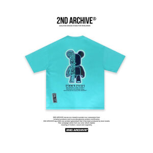 2nd Archive NWOT Scotch Half Holographic Bear Short Sleeve Shirt Mint Green XL
